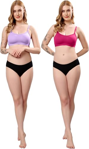 Image of London Hills Women's Cotton Sports Bra for Women Solid Bra Wireless & Non Padded Full Coverage Soft Hold Straps Super Combed Cotton Elastane Stretch Full Coverage Slip-On Active Bra