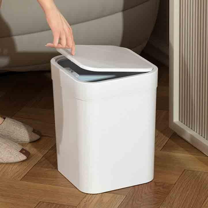 Pattumiera Domestica Con Coperchio Quadrato A Scomparsa Bottone Ufficio(Green)