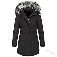 Winterparka voor dames, met bontcapuchon, donsjack, warme donsjas, ritssluiting, gewatteerde jas, donsjassen met bontkraag, dikke winterjas, elegante parka, jas, winddicht, gewatteerde jas Winterparka voor dames, met bontcapuchon, donsjack, warme donsjas, ritssluiting, gewatteerde jas, donsjassen met bontkraag, dikke winterjas, elegante parka, jas, winddicht, gewatteerde jas