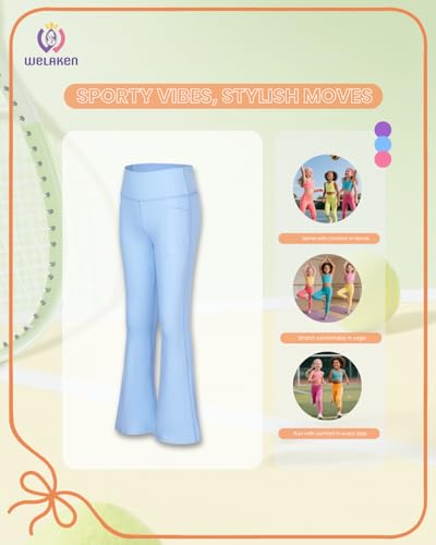 WELAKEN Girls’ Leggings – Stretchy Athletic Yoga Pants with High Waist for Sport or School4
