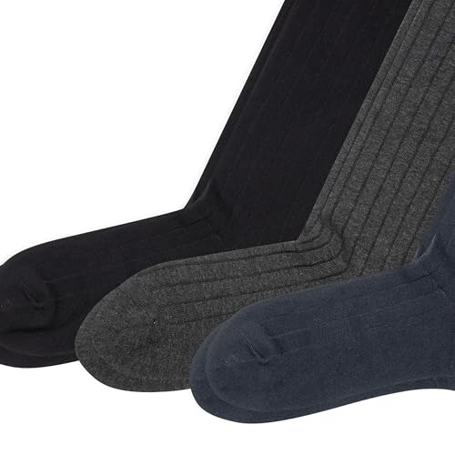 POLO RALPH LAUREN Mens Mercerized Cotton Ribbed Dress OTC Socks 3 Pair Pack Reinforced Cotton Comfort2