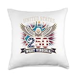 United States 250 Years Patriotic Eagle Tee West Virginia Throw Pillow