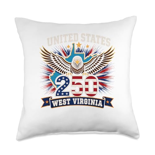 United States 250 Years Patriotic Eagle Tee West Virginia Throw Pillow