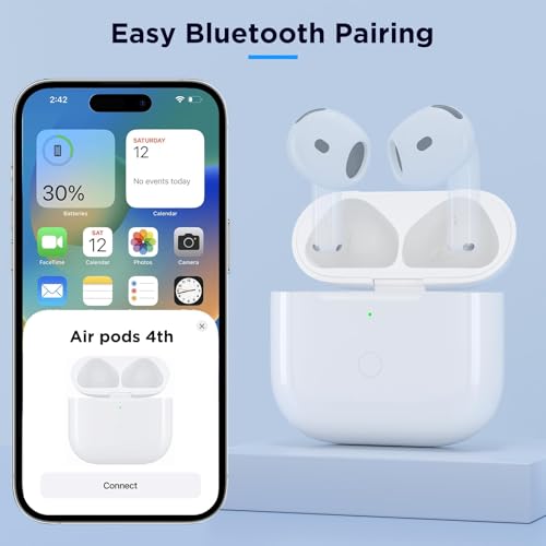 Image of Wireless Charging Case Replacement Compatible with AirPods 4th Generation, AirPods 4 Charging Replacement Case with Bluetooth Pairing Sync Button, No Earbuds(Only USB -C Port)