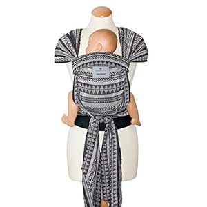 manduca Twist Babytrage > bellybutton Boho Black < Babytrage und Babytragetuch für Neugeborene & Babys I Bio-Baumwolle I Träger zum Auffächern I Weicher Bauchgurt I schwarz-weiß (Jaquard-Muster)