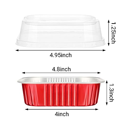 EUSOAR Aluminum Pans with Lids, 12.3oz 360ml 50pcs Aluminum Foil Square Mini Cake Pans with Lids, Brownie Cups,Brownie Desserts Muffin Liners Cupcakes Ramekins Baking Cups Tin Holders Containers-Red by EUSOAR - Image 2
