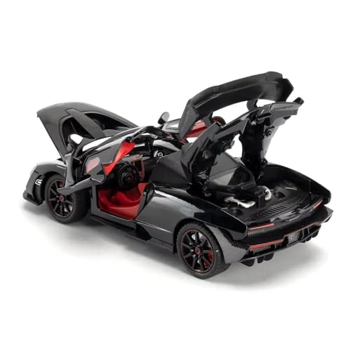 Image of Exclusive Alloy Metal Pull Back Die-Cast Car Diecast Metal Pullback Toy Car with Openable 6 Doors,Light Music Boys Gifts Toys (1:24 Mclaren Senna-Black Color)