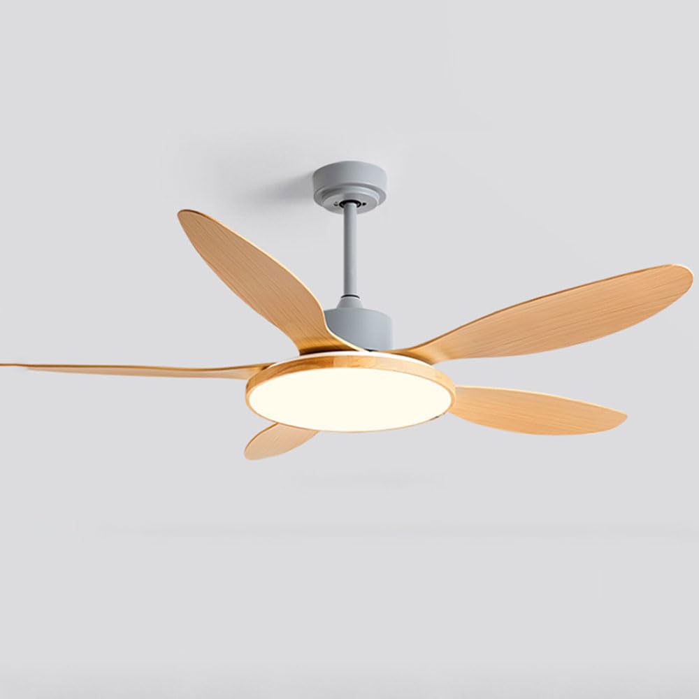 Ventilateur de plafond avec lumiere LED dimmable et telecommande pour salon