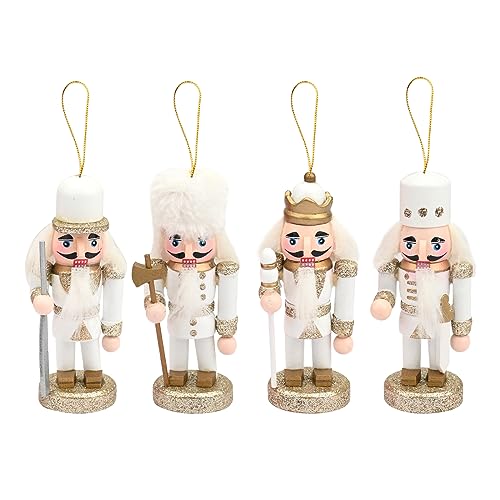 4 PCS Christmas Nutcracker Soldier Decorations - Wooden Figures Ornaments Set