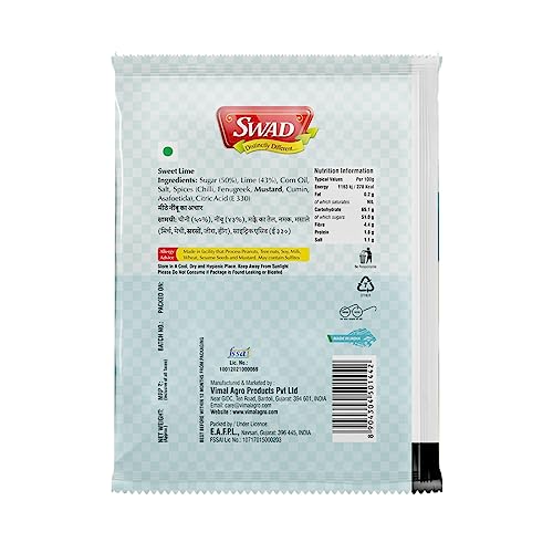 Image of SWAD Delicious Traditional Sweet Lime Chutney / Sweet and Sour Lemon Chatni / Khatti Meethi Nimbo Chatni / Nimbo Slices Khatti Meethi Lemon Chutney - 40gm (Pack of 50)