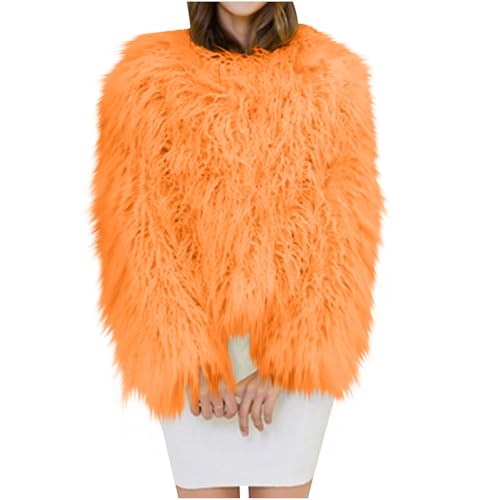 Faux Fur Jacket Women Cropped Fuzzy Fleece Open Front Shaggy Cardigan Long Sleeve Fluffy Winter Short Coat Outwear