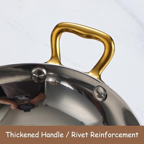 Polished Stainless Steel Oval Paella Pan - Nonstick Seafood Cooking Pot with Dual Handles for Home Kitchen - Perfect for Authentic Spanish Paella & Seafood Dishes