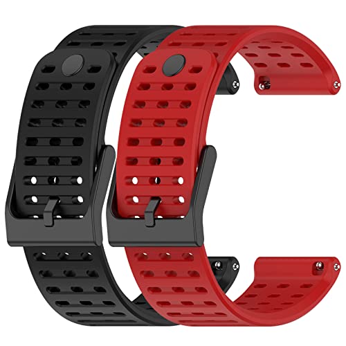 Chofit Correas compatibles con Suunto 9 Peak Pro/Vertical, paquete de 2 correas deportivas de silicona suave de repuesto para Suunto 9 Peak Pro/Vertical (Negro+Rojo)