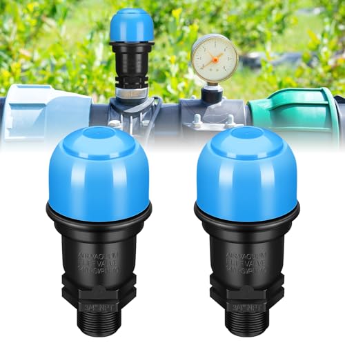 Threlaco 2 Pack Air Release Valve 3/4 Inch Air and Vacuum Release Male Thread Air Relief Air Bleeder Valve Vent Irrigation Water Saving System for Agricultural Drip Systems