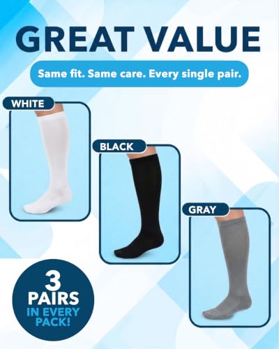 Image of Doctor's Select Bamboo Viscose Light Compression Socks for Women & Men - 3 Pairs, 8-15 mmHg Compression Socks, Knee High