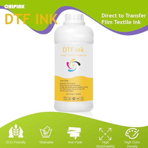 Image of DTF Ink Yellow 1000ML Refill for Printhead DX5 DX7 5113 XP600 L3200 4720 TX800 L1800 L805 R1390 Printer, for Heat Transfer Film Printing (1 Pack)