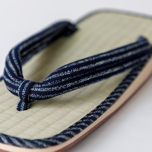 Asayu Japan Sandales traditionnelles Tatami Setta Zori, respectueuses de l'environnement, Igusa Rush, confort supérieur, faites à la main au Japon, inspirées d'Edo, noir/rayures, 45 EU – vue 4