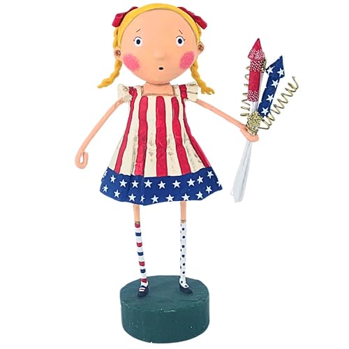 ESC Lori Mitchell 4th of July Summer Susie Sparkle with Patriotic Bouquet Figurine 6 Inches Tall Multicolor