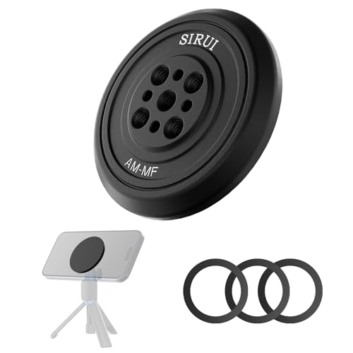 SIRUI Adaptador magnético para trípode para teléfono con 3 anillos adhesivos compatible con MagSafe para iPhone 15, 14, 13 y 12, soporte magnético para teléfono para trípode, palo selfie, brazo mágico