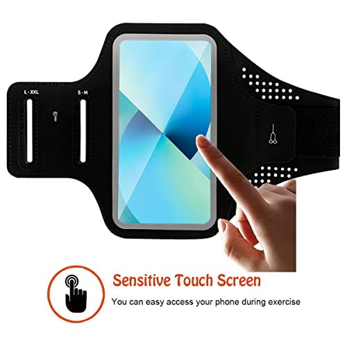 Jingtoo Armband For Phone Running Workout Waterproof Arm Phone Pouch For Iphone 14 13 12 11 Pro Max Xr Xs Se Samsung Galaxy S10 Plus S20 S21 S22 Note Light Weight Arm Band Card & Keys Holder (Black) #TOP1