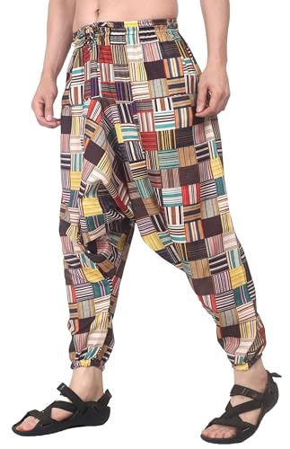 Image of Whitewhale Men's Cotton Solid Harem Pants Yoga Trousers Hippie Pant