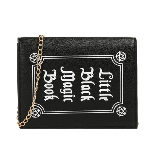 Magic Book Shaped Crossbody Bag Small Letter Print Shoulder Bag Goth Style Square Purse For Women