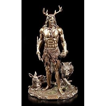 Herne Figurine - The Horned God with Animals Veronese Decorative Statue Cernunnos