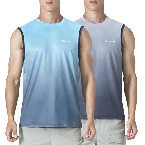 EZRUN Men's Sleeveless Shirt Quick Dry Workout Swim Shirt Gym Muscle Athletic Beach Tank Top