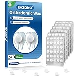 RAZOKO Orthodontic Wax for Braces - 240 Dental Wax Dots, Hygienic Individual Wraps, Strong Adhesion for Brackets & Wires​, Unflavored