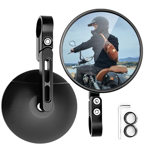 Motorrad Spiegel 2 Stück E24 Geprüft 2025 Universal 360° Drehbar Anpassen Rückspiegel 22-25mm Runde Lenkerendenspiegel Kompatibel mit Fahrrad Motorrädern ATV Scooter Roller E-Bikes