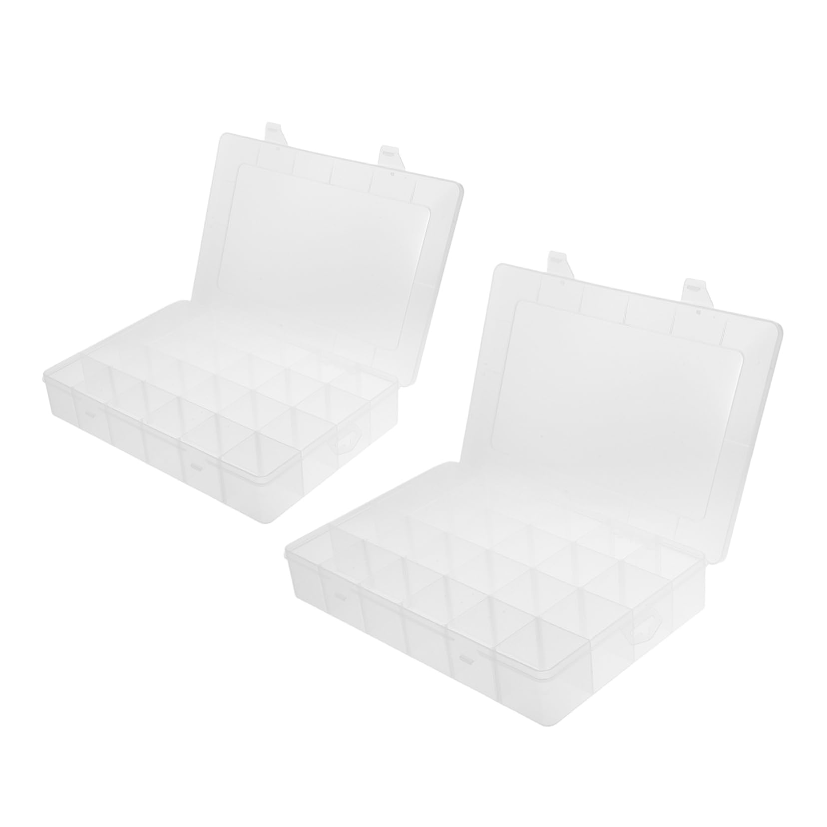 Boîte à compartiments plastique x2 pour rangement bijoux et perles