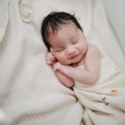 Image of mushie Muslin Baby Swaddle Blanket | 100% Organic Cotton (Dinosaurs)