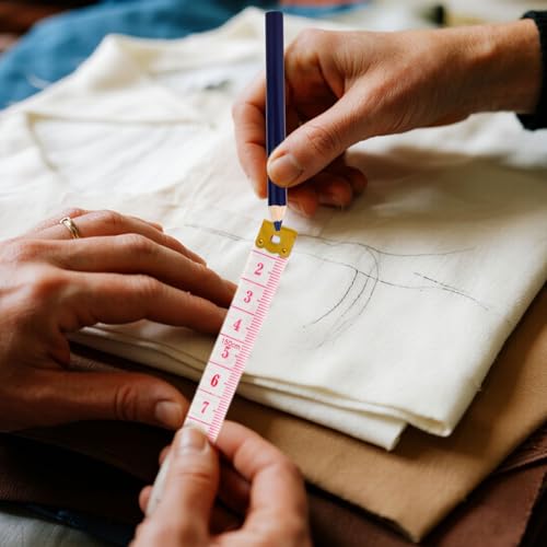 BOXOB 8pcs Fabric Pencils for Sewing, White and Blue Water Soluble Fabric Maker Washable Tailors Chalk Pen Marking and Tracing Tools with Sharpener & Tape Measure for Dressmakers Quilting Crafts - Thumbnail 5