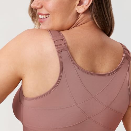 Image of DELIMIRA Women's Full Coverage Front Closure Wire Free Back Support Posture Bra