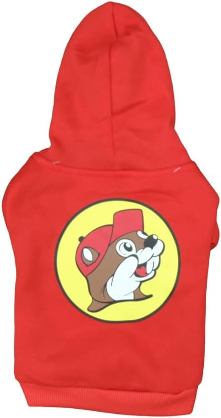 Buc-ee's Dog Shirt - Pet Clothes - Small - Medium - Large - Hoodie - Solf Material - Tie Die - Red - Beathable - Beaver Logo (Red Hoodie, Medium)