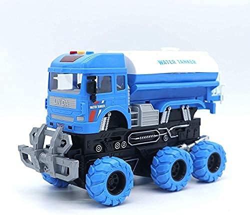 6x6 Wheeler Safety Truck Tanker Truck Toy Friction Powered Unbreakable Truck with Light & Sound Engineering Toys for Boys and Girls (Water Tanker)