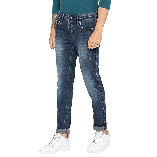 Image of Being Human Green Skinny Cropped Fit Men's Denims Clothing