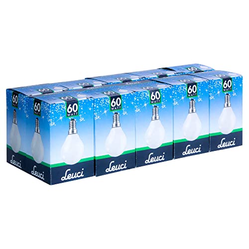 Leuci 10 x Glühbirne Tropfen 60W E14 Opal Weiss MATT Glühlampe Kugellampe...