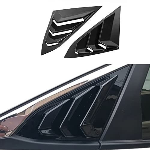 for Honda 10th Gen Civic 2016-2021 Rear Side Window Louver Decorate Cover Rear Air Vent Window Louvers Blinds Covers Auto Accessories (for 10th Gen Civic Sedan, Bright Black)
