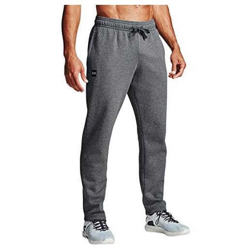 Under Armour Mens Rival Fleece Pants , Pitch Gray Light Heather (012)/Onyx White , Small
