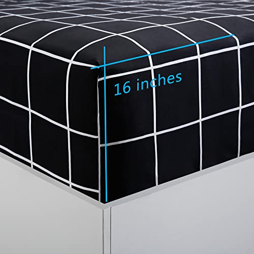 Image of Best Season Bed Sheet Set 4 Pieces -Queen Size-Soft Durable Microfiber Bedding Sheet Set,Deep Pocket,Stain,Fade & Wrinkle Resistant (Plaid Black)