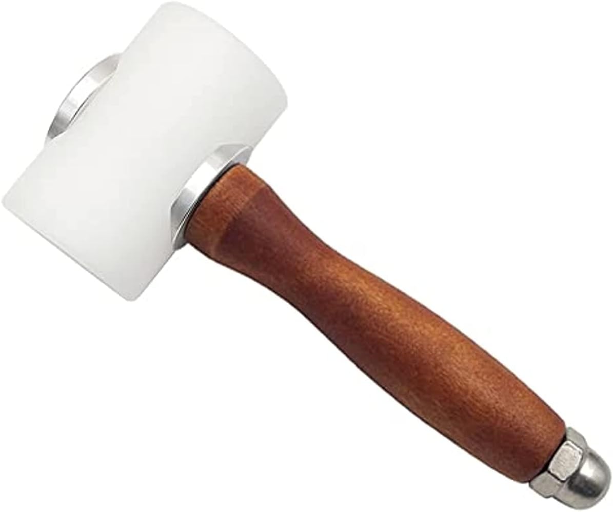 Leather Carving Hammer Mallet Wood Handle Nylon Hammer Mallet for Leathercraft Leather Carving DIY Leathercraft Mallet, Nylon T Head Wood Handle 7.4in