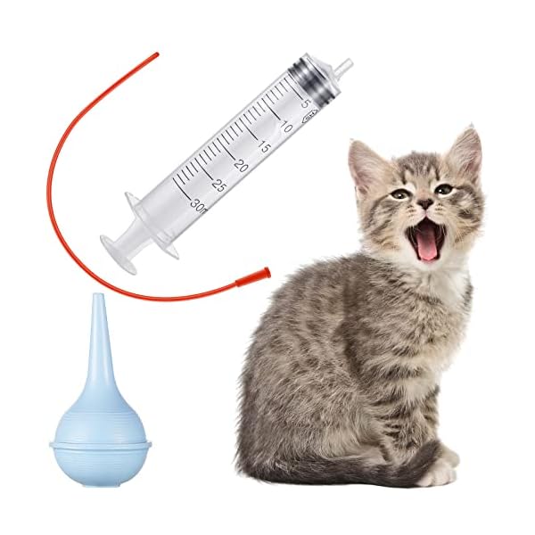 7-Pack-Pet-Supplies-Animal-Kid-Tube-Feeding-Kit-Includes-3-Pack-8-FR-Red-Feeding-Tubes-3-Pack-10-Ml-30-Ml-60-Ml-Syringes-Bulb-Syringe-for-Lamb-Goat-Puppy-Whelping-Kitten-Feeding-Measuring-Watering 3 Pack 8 FR Red Feeding Tubes