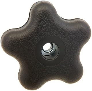 2 1/4 dia., 1/4-20 thds., Five Prong Plastic Knob w/Black Polypropylene Thru Hole Zinc Plated Steel Hex Nut (1 Each)