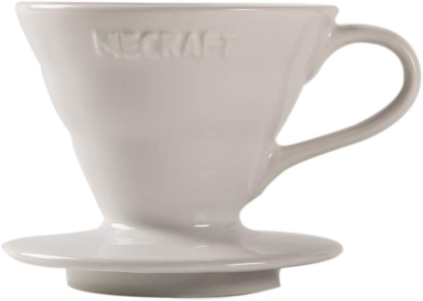 Mecraft Ceramic Pour Over Coffee Dripper Coffee Maker for 1-2 Cups Single Brew Serve Cone Shape Giftbox Size 01(pure white)