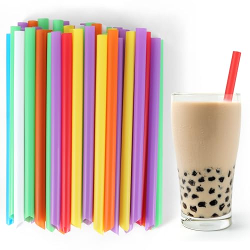 [50 Pzs] Pitillos Desechables Jumbo para Smoothie, Plásticos Coloridos 20.99 cm miniatura 1