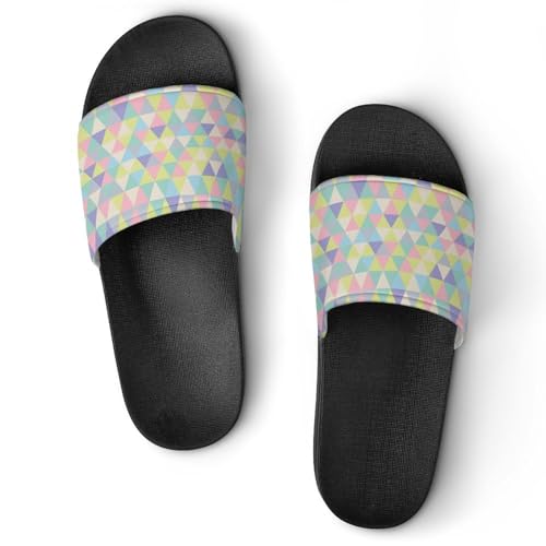 Sandales chaussons de maison slide femme motif triangle coloré et léger