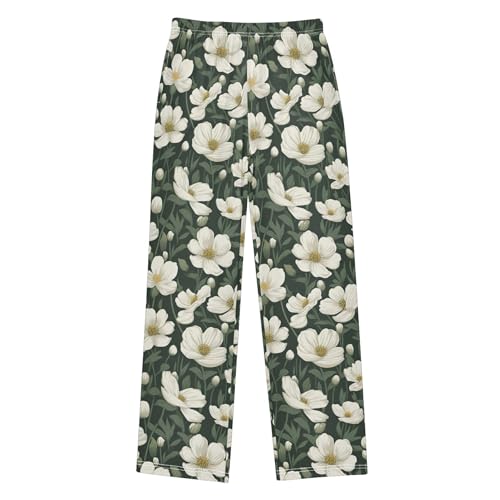 Flowers Long Pajama Pants Elastic Waist PJ Bottoms with Pockets S A1113802