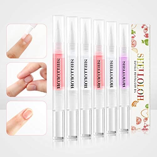 Shelloloh 6pcs Nail Cuticle Oil Pen for Nails, Nail Revitalizing Nutrition Oil Pen for Nail Treatment Care Nail Softener and Strengthener,5ML/bottle