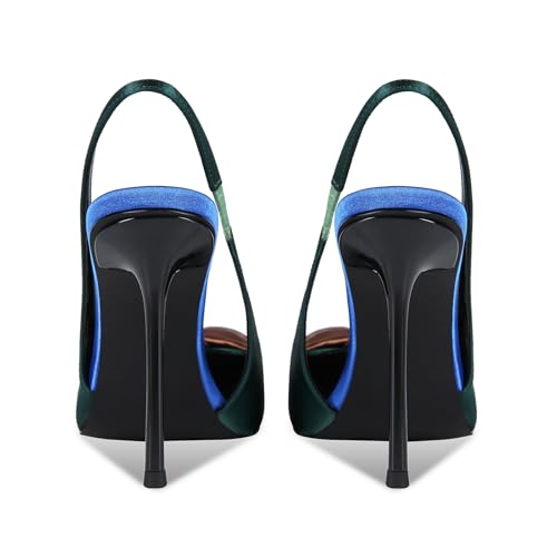 Flower High Heels for Women Closed Pointed Toe Stilettos Heel Pumps Slip On Elastic Ankle Strap Slingbacks Fashion Party Dressy Ladies Sandals Shoes4